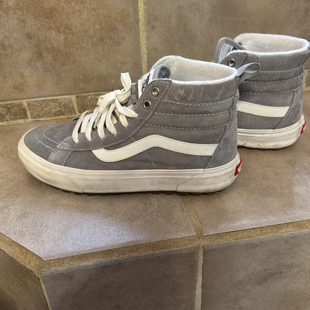 Vans Gray and White Sk8-Hi MTE ULTRA CUSH Suede High-Top Sneakers